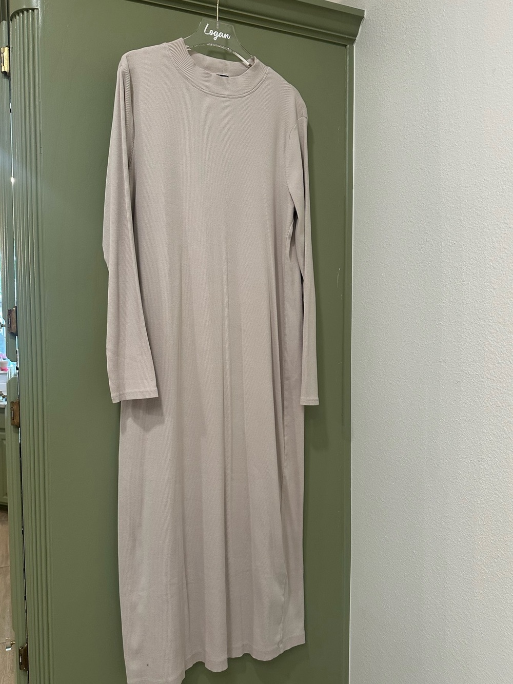 Zara Light Taupe Long Sleeve Maxi Dress